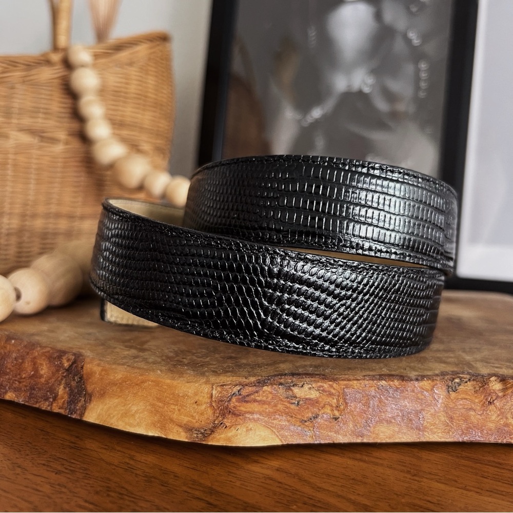 100% LEATHER VINTAGE GOLD AND BLACK TEXTURED BELT #0347 - Picture 2 of 11